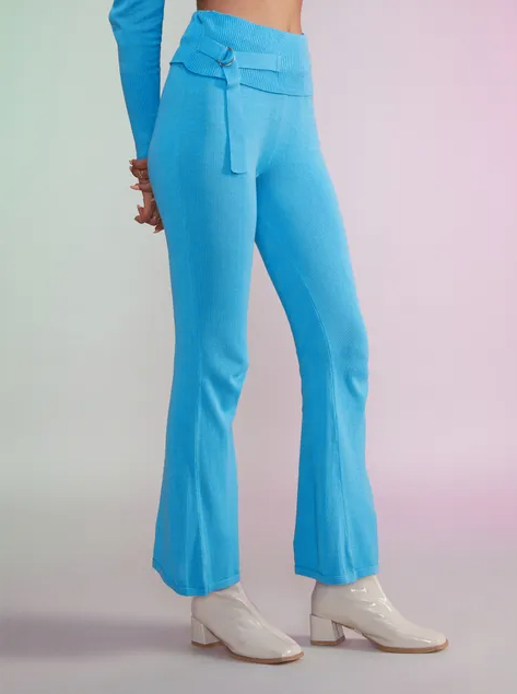 Blue Solid Pants