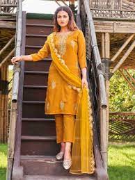 Mustard yellow Kurta with Net Dupatta